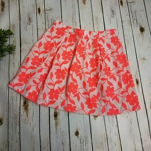 J. Crew Factory Pleated Embroidered Floral Skirt